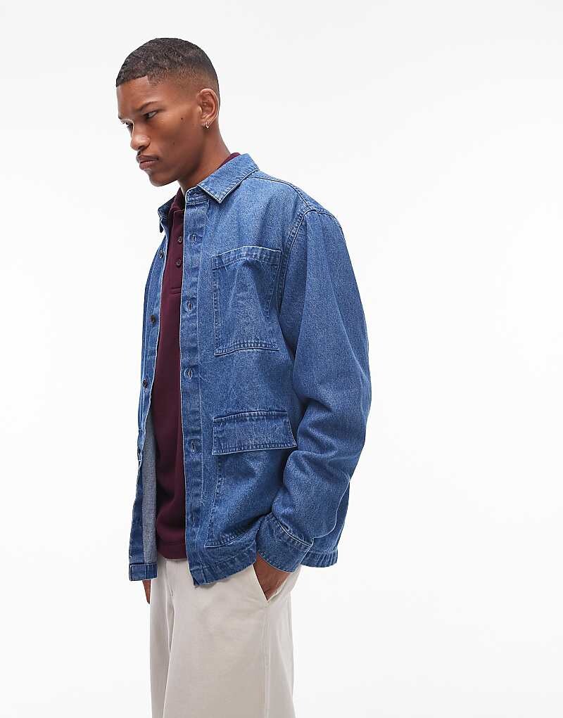 

Topman – синяя джинсовая рубашка с длинными рукавами
