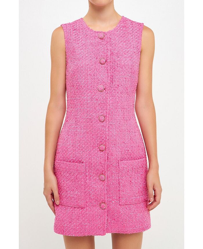 

Женское твидовое мини-платье без рукавов endless rose, цвет Berry