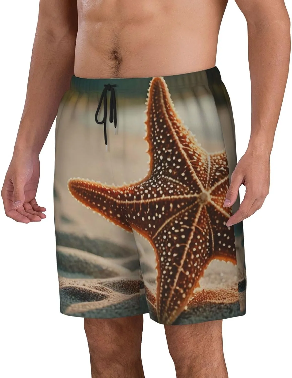 Мужские пляжные шорты Starfish Star Beach Мужские плавки Пляжные шорты с карманами Купальные костюмы Generic, черный — фото 2