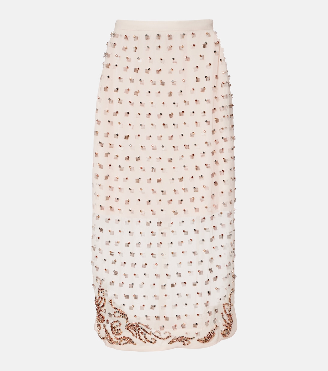 

Прозрачная юбка миди с декоративными элементами Dries Van Noten, Blush