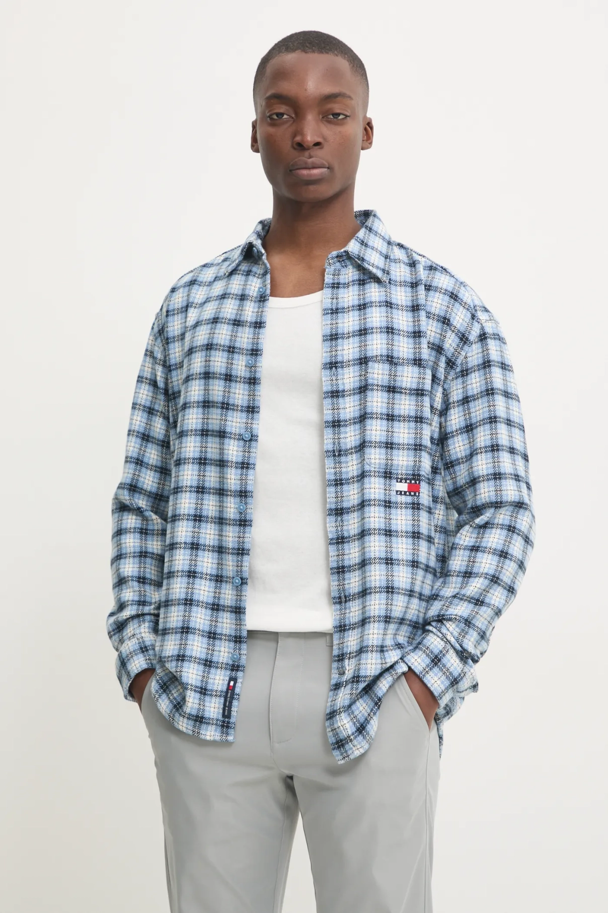 

Хлопковая рубашка Tommy Jeans, синий