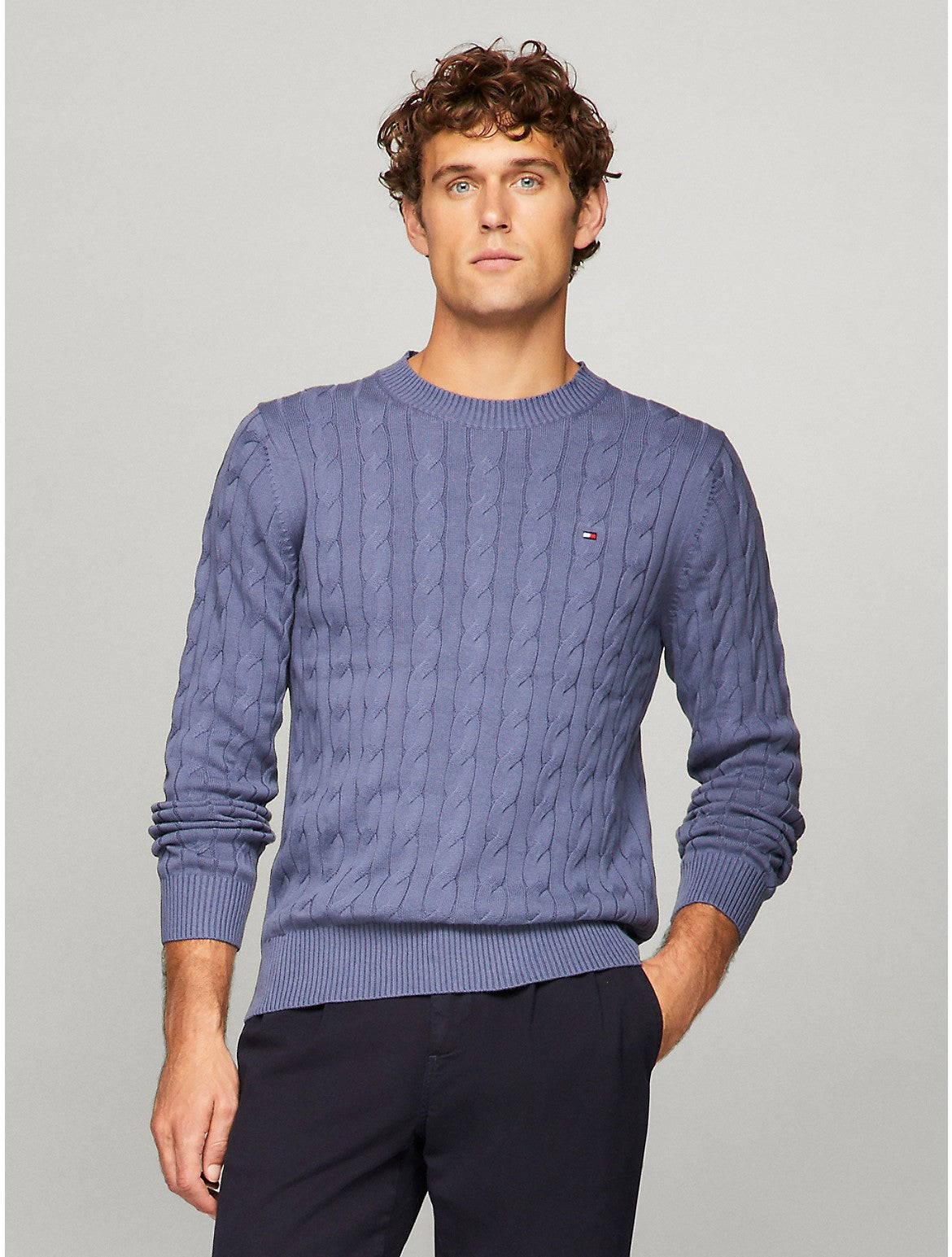 

Мужской свитер Tommy Hilfiger с косами, цвет faded indigo