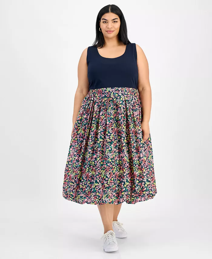 

Платье без рукавов с цветочным принтом Plus Size Tommy Hilfiger, мультиколор