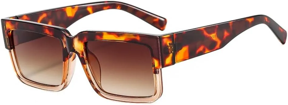 

Двухцветные квадратные солнцезащитные очки для женщин, модные мужские солнцезащитные очки в винтажном стиле, защита от ультрафиолета UV400 MTZJH, Leopard