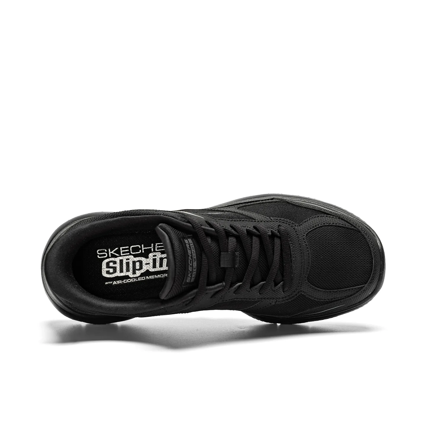 Skechers Slip ins Textile, Synthetic Leather Low top Running Shoes Men's All Black — фото 4