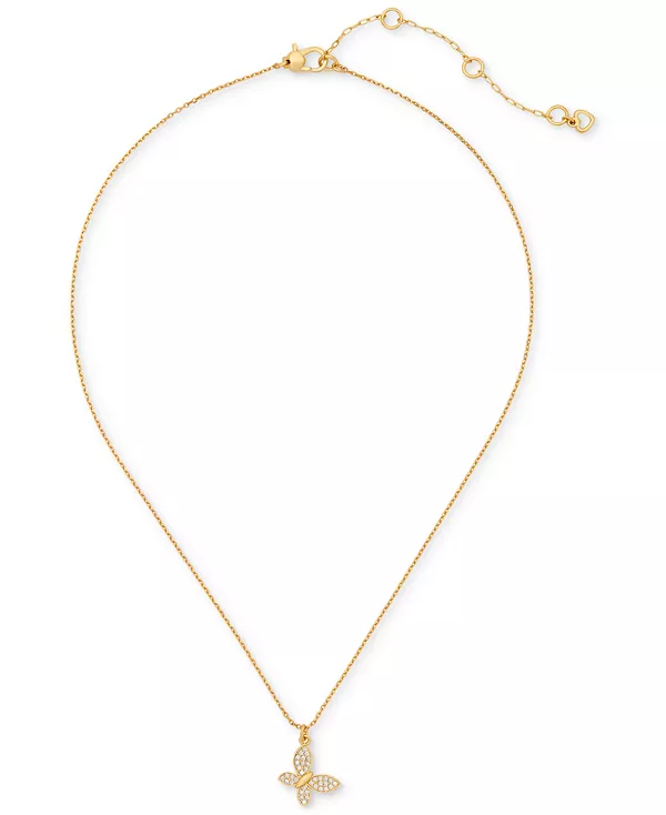 

Ожерелье с подвеской в виде бабочки из золотистого хрустального паве Lucky Charm, 16 дюймов + удлинитель 3 дюйма Kate Spade New York, clear/gold.