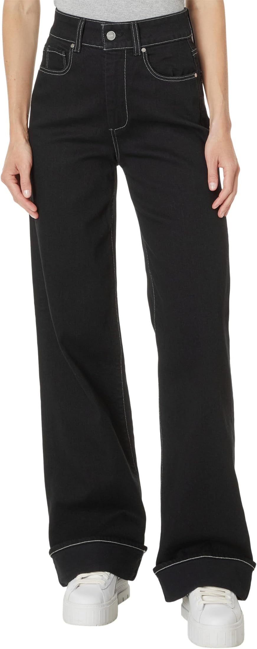 

Джинсы Paige Sasha 32" Wide Cuff in Twilight Black, цвет Twilight Black