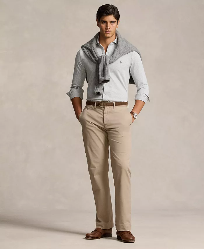Мужские классические брюки чинос с эластичной тканью Polo Ralph Lauren, коричневый/бежевый — фото 4