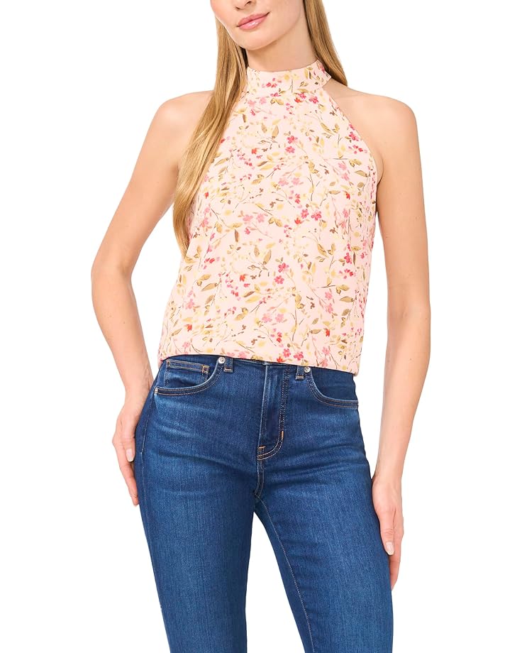 

Топ CeCe Sleeveless Halter Folded Collar Top, цвет Sugar Peach