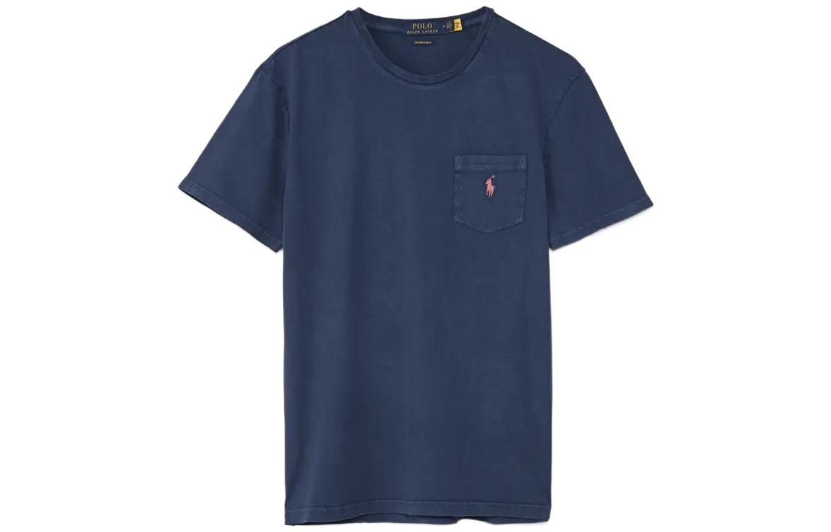 Поло Пони вышитая футболка Polo Ralph Lauren, Синяя — фото 2