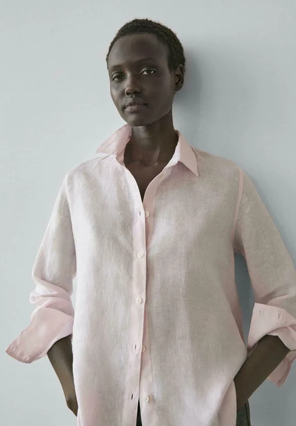 Струящаяся блузка на пуговицах Massimo Dutti, Pink