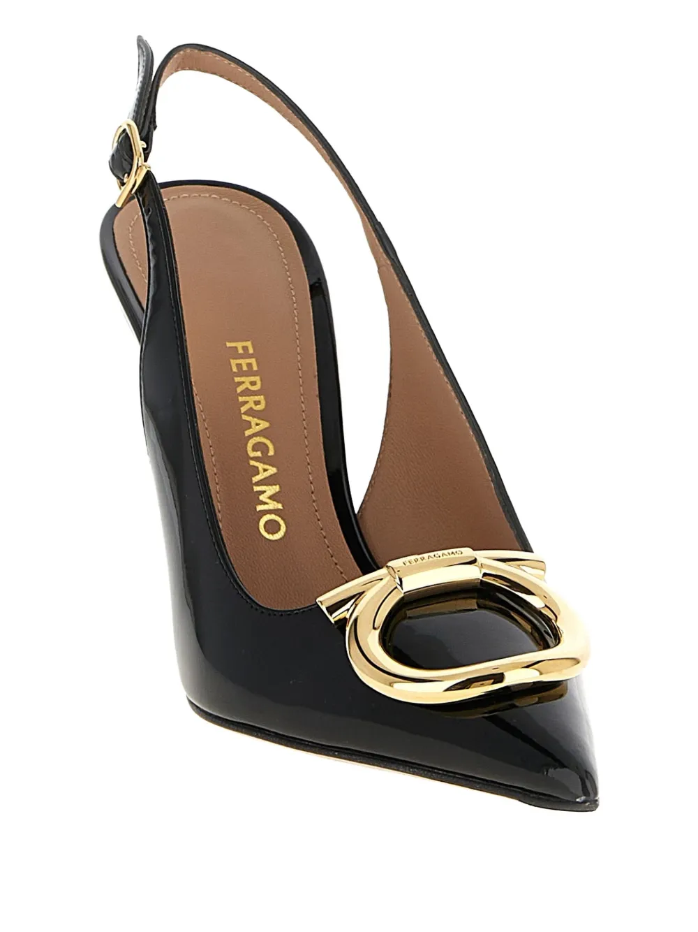 Туфли-лодочки Gancini-details 90 мм Ferragamo, черный — фото 3