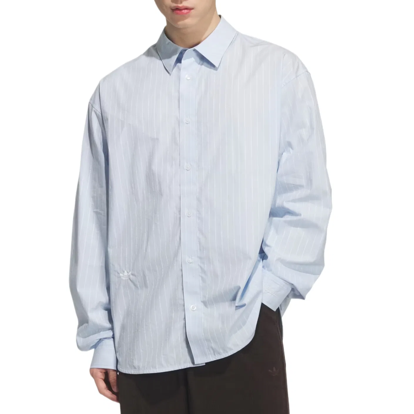 Рубашка REFINED LUXE унисекс Crystal Sky/White Clouds, отложной воротник, средняя посадка Adidas Originals — фото 4