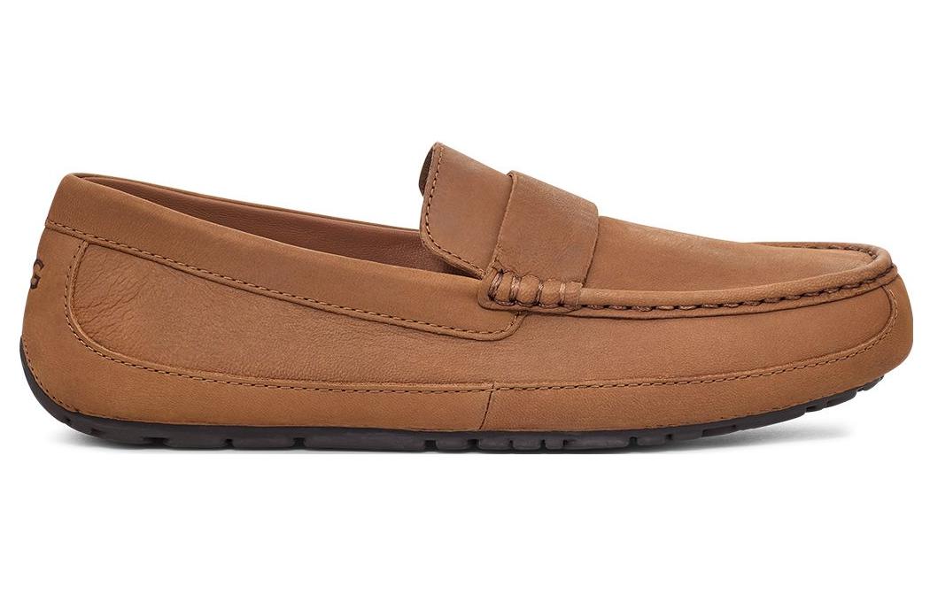 Мужские мокасины UGG кожаные повседневные, каштановый — фото 2