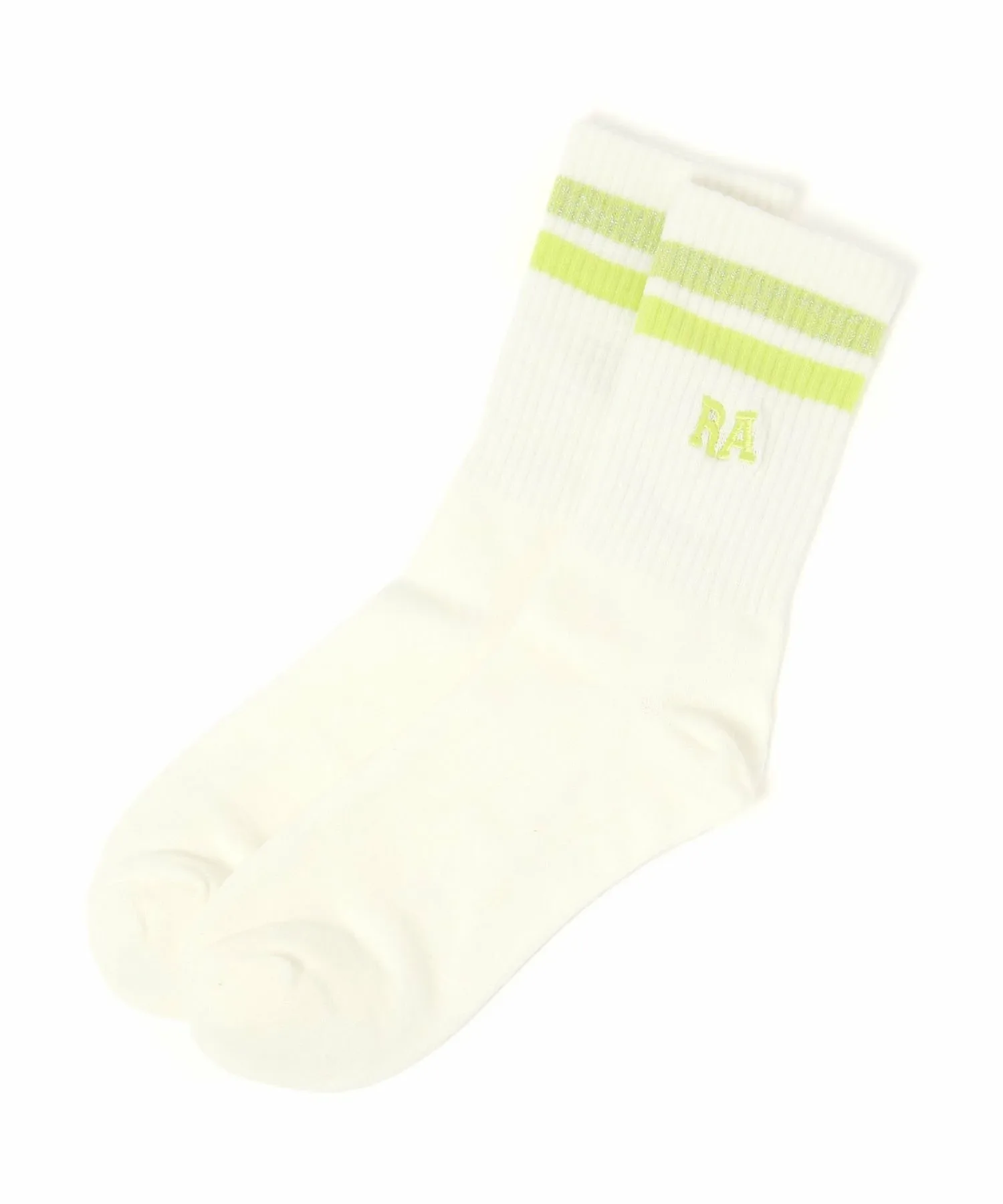 Носки RA Point Line Repipi armario, White x Lime Glitter 73