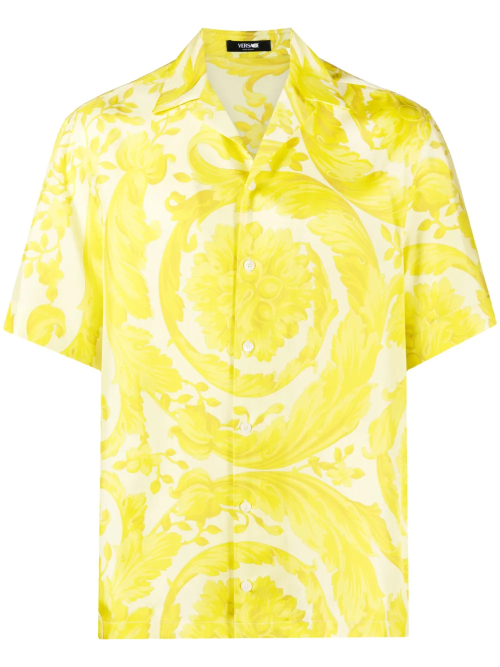 

Шелковая рубашка с короткими рукавами и принтом VERSACE, желтый