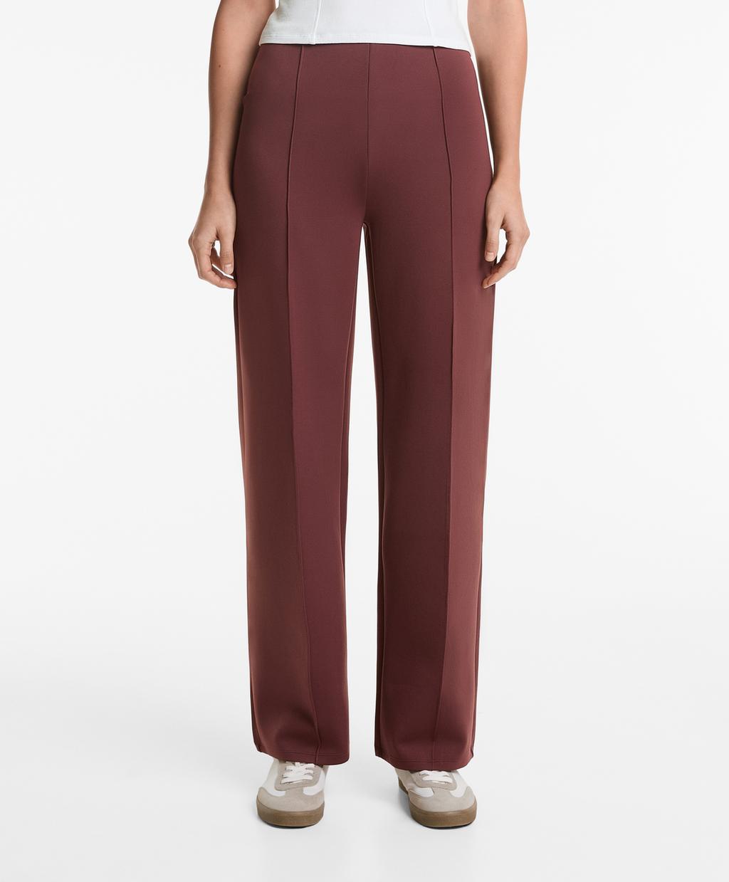 

Брюки прямого кроя с эффектом неопрена Oysho, цвет Maroon