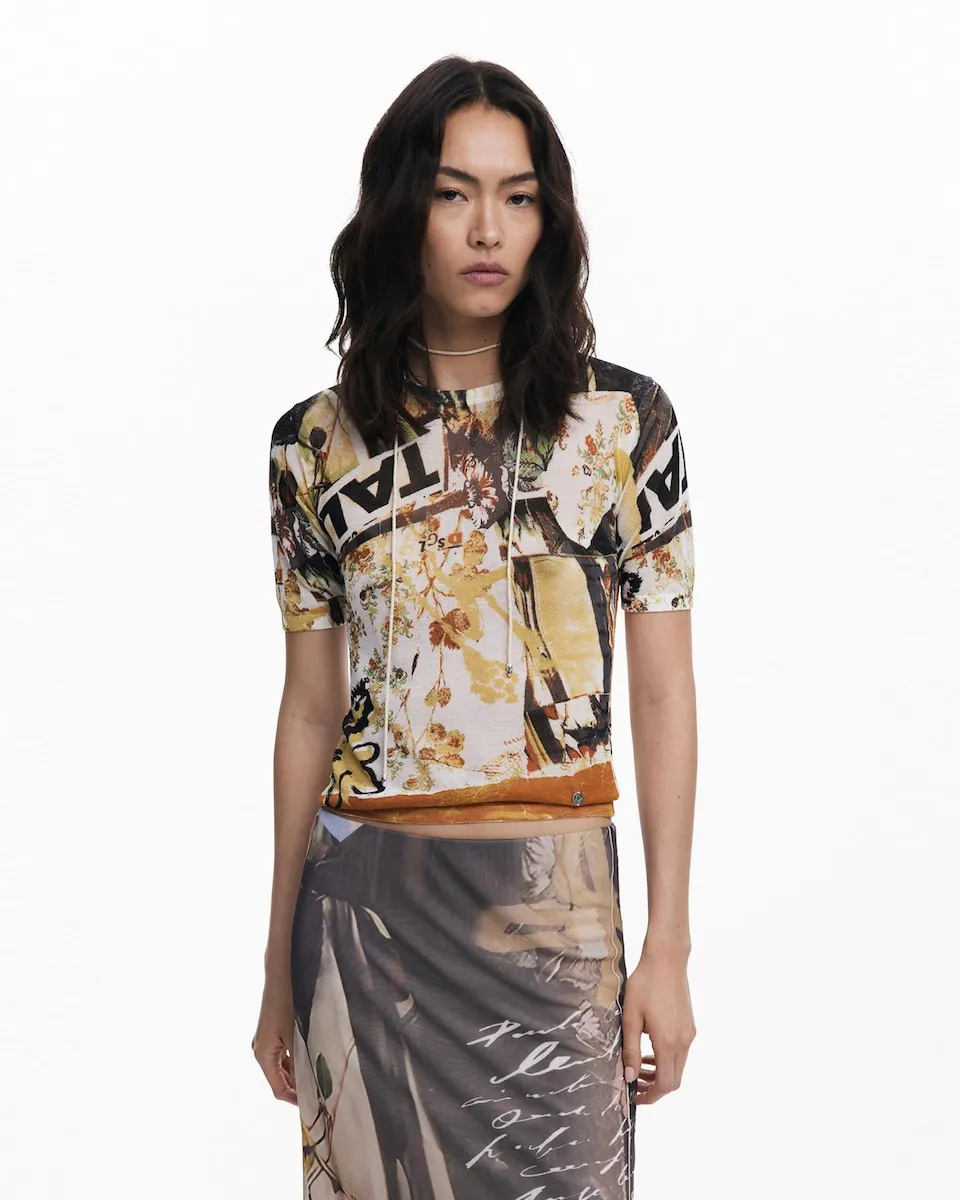 

Женская футболка трикотаж Коллаж Desigual, коричневый