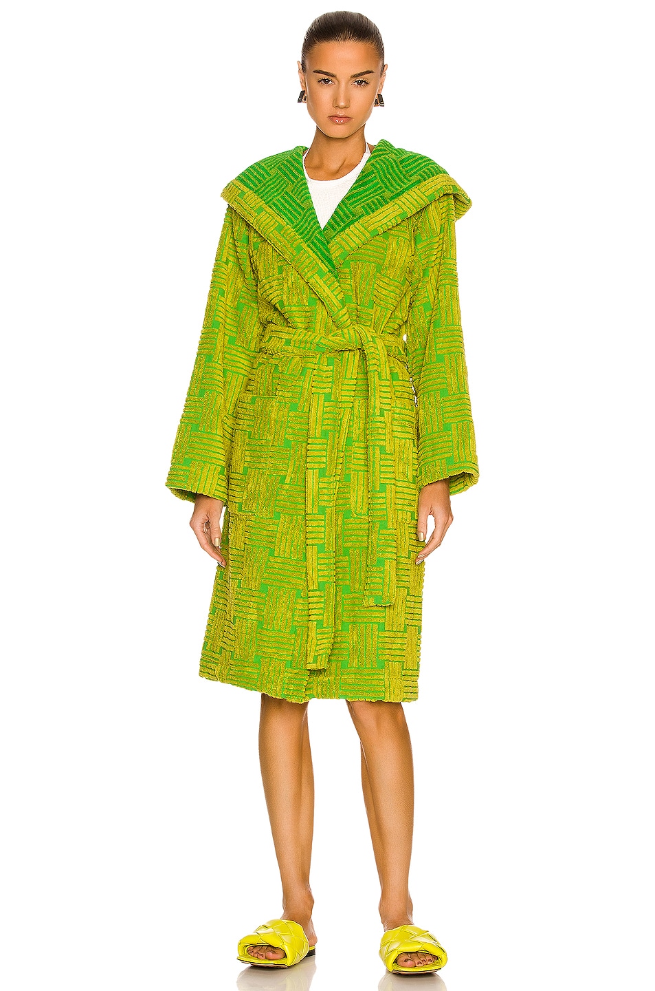 Халат жаккардовой хлопковой махровой ткани Bottega Veneta, цвет Parakeet & Kiwi — фото 2