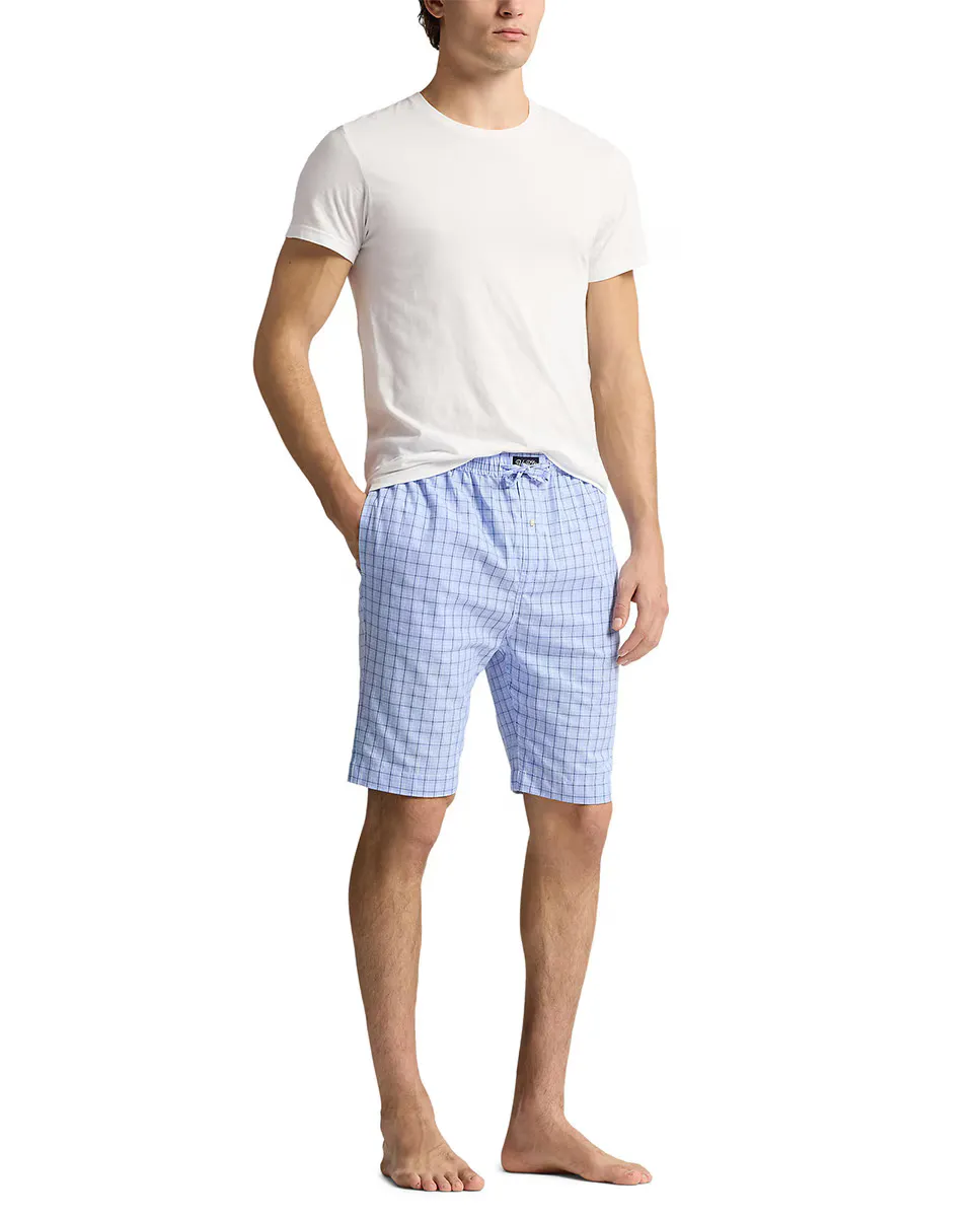 

Мужские короткие хлопковые пижамные штаны с принтом Polo Ralph Lauren, синий