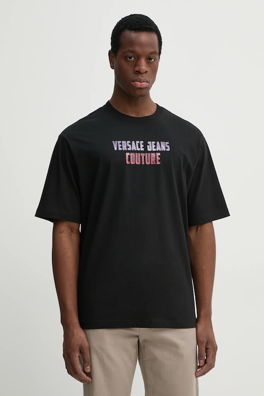 

Хлопковая футболка Versace Jeans Couture, черный
