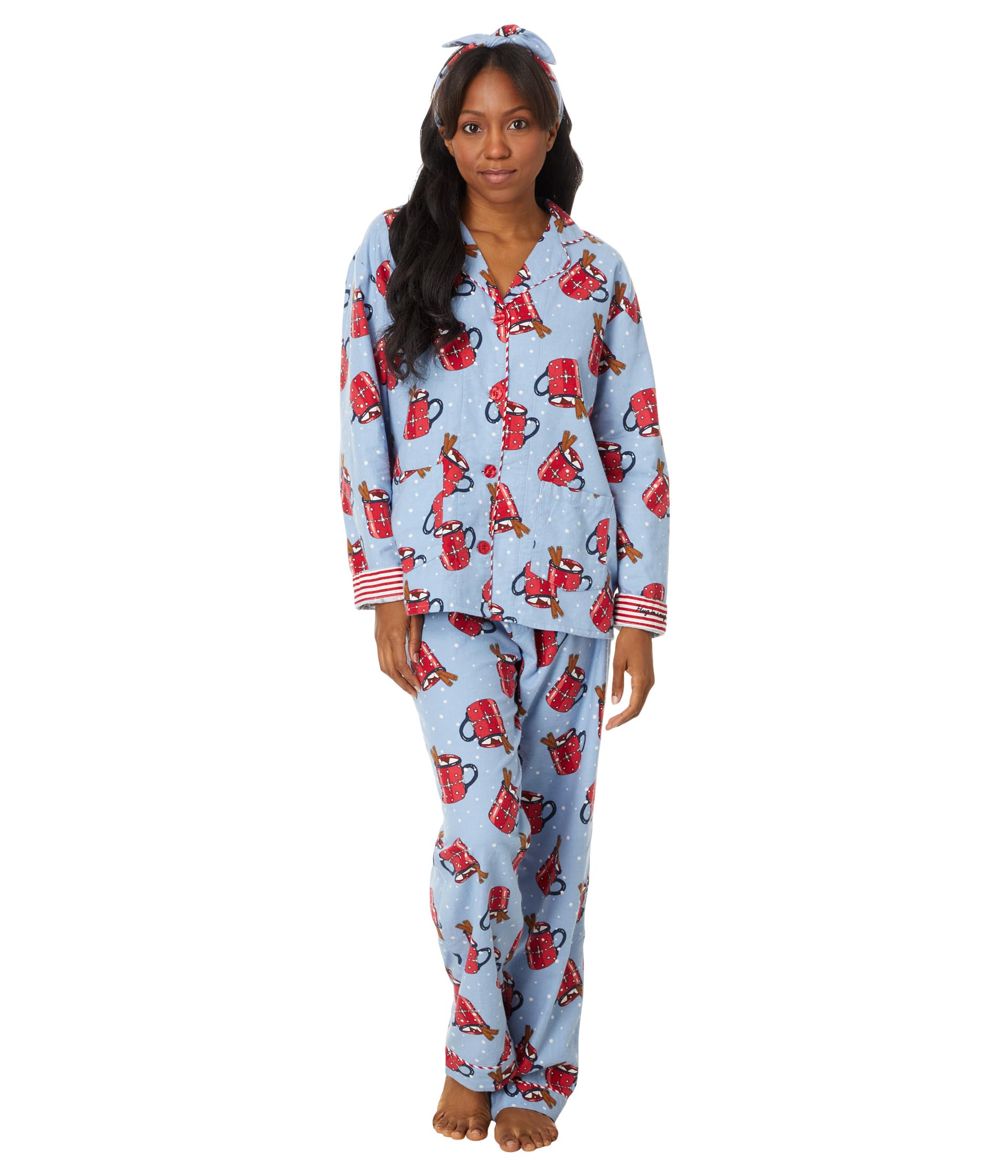 

Пижама P.J. Salvage Flannel PJ Set with Headband, цвет Denim Hug in a Mug