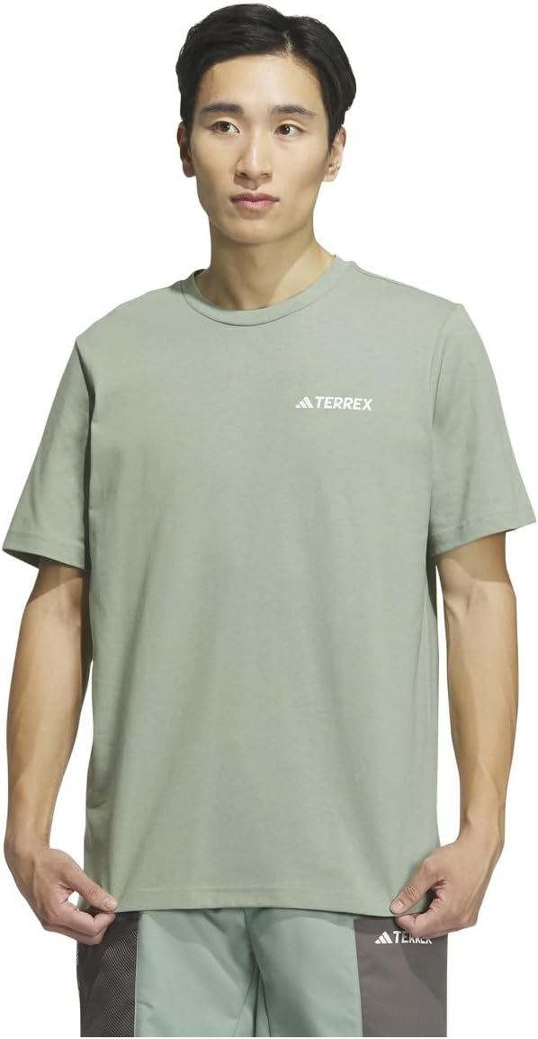 

Мужская футболка с коротким рукавом, футболка Terrex с графическим принтом Adidas, серебристо-зеленый