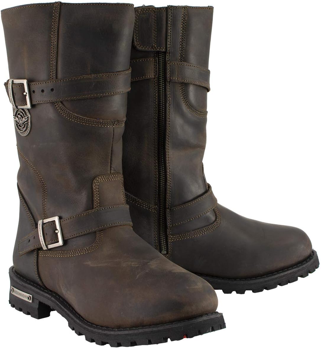 Мужские мотоциклетные ботинки Milwaukee Leather MBM9063 классические с эффектом потертости, коричневая кожа, инженерные байкерские ботинки - размер 8 Milwaukee Leather