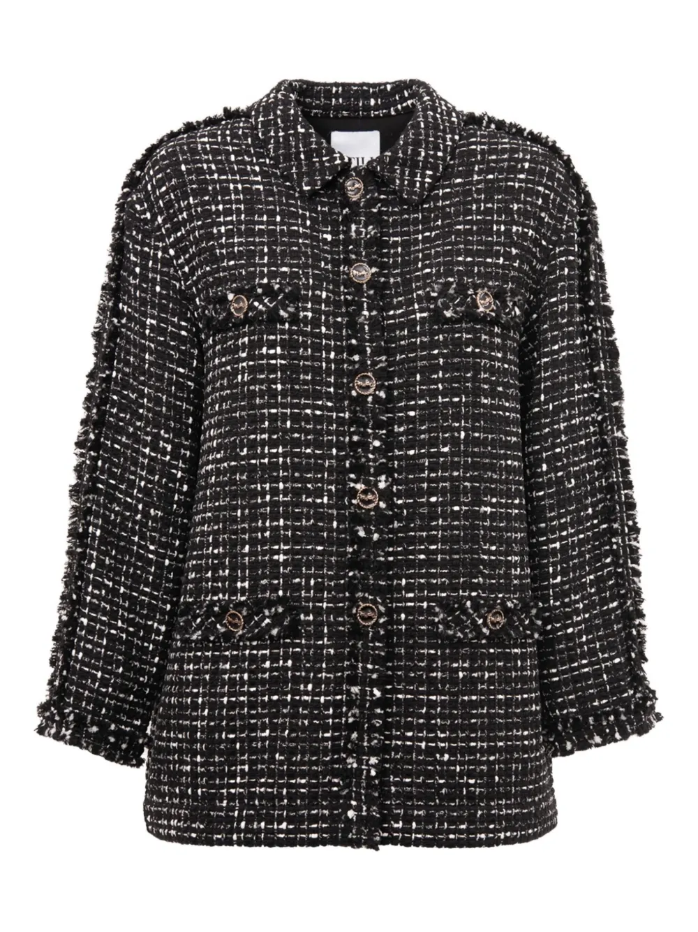 

Твидовая рубашка-оверсайт с бахромой Weill Paris, черный