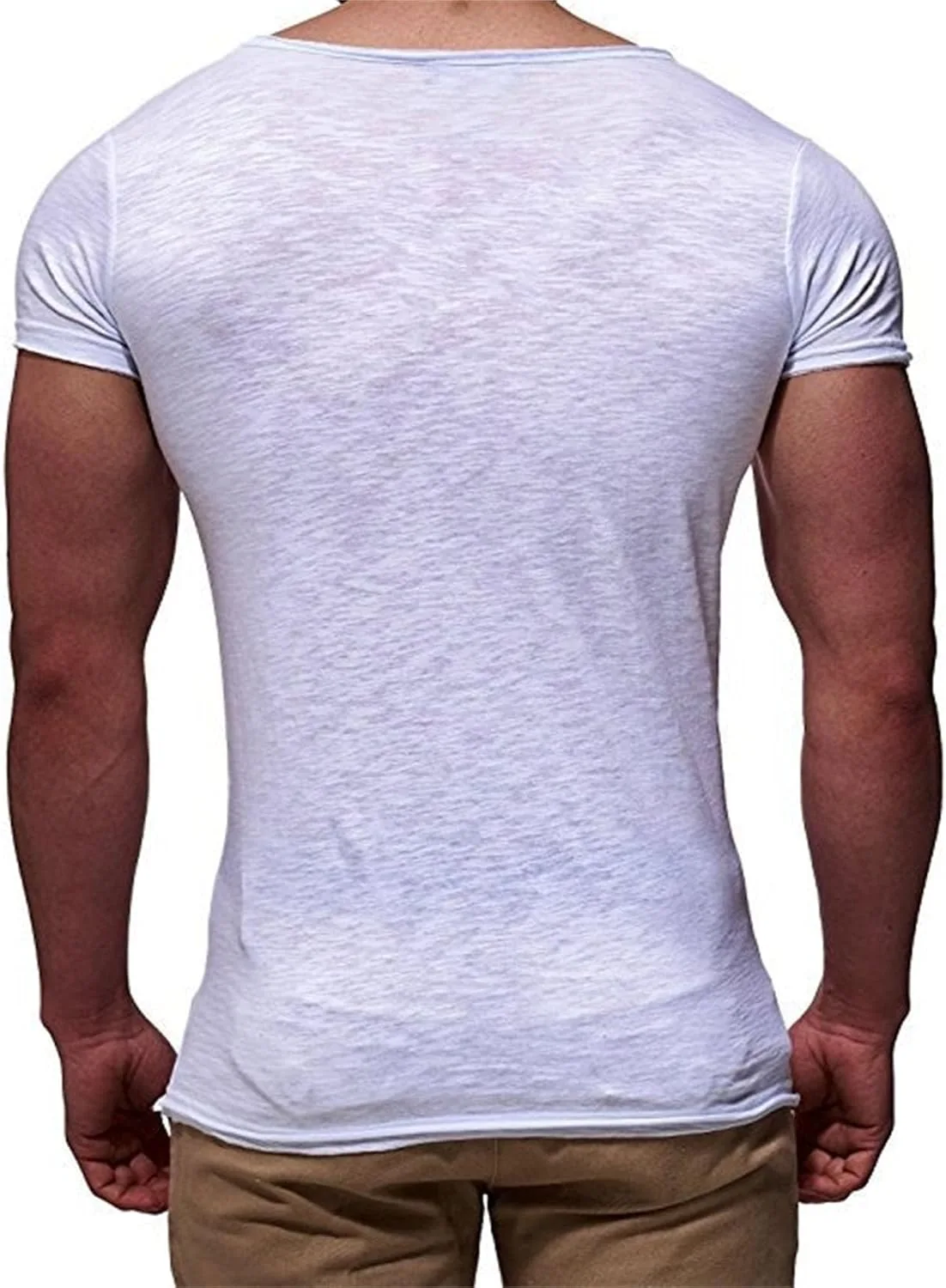 Мужская футболка Stretch Gym Workout Deep V с коротким рукавом Slim Fit Low Cut — фото 3