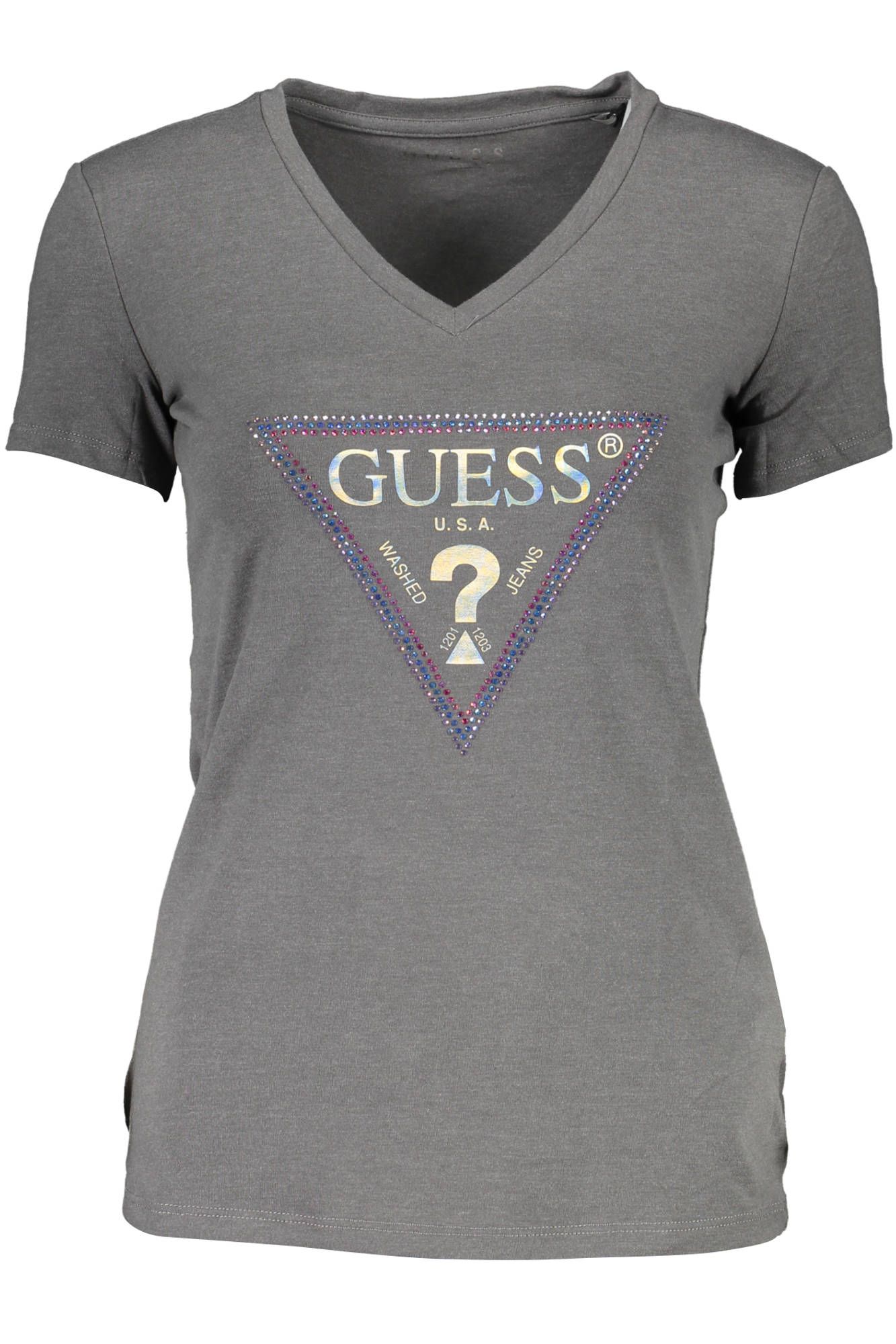 

Серая хлопковая женская футболка Guess Shoes