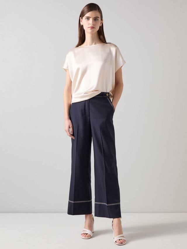 

Укороченные широкие брюки софии L.K.Bennett, цвет Navy/Cream