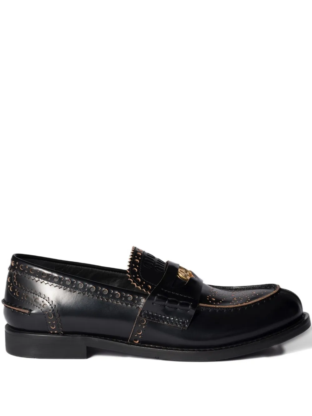 Лоферы с перфорацией MIU MIU, черный