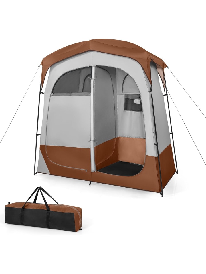 

COSTWAY Душевая палатка с 2 комнатами, коричневого цвета