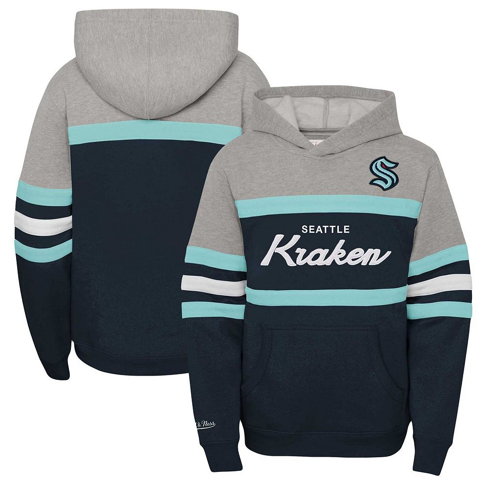 

Пуловер с капюшоном Youth Mitchell & Ness Deep Sea Seattle Kraken Head Coach, цвет Krk Navy