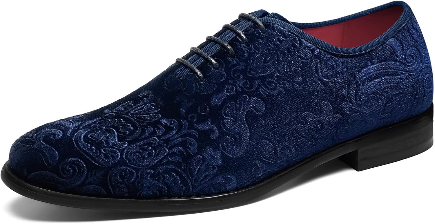 

Мужские классические туфли HEEZ из лакированной кожи, формальные туфли для смокинга с простым носком, нескользящие оксфорды на шнуровке для свадьбы, выпускного, вечеринки, танцев и деловых мероприятий, синий