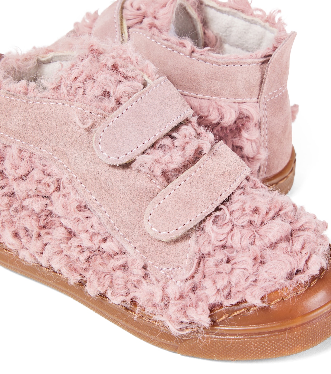 Искусственная овчина и замшевые кроссовки PèPè, Rosa — фото 4