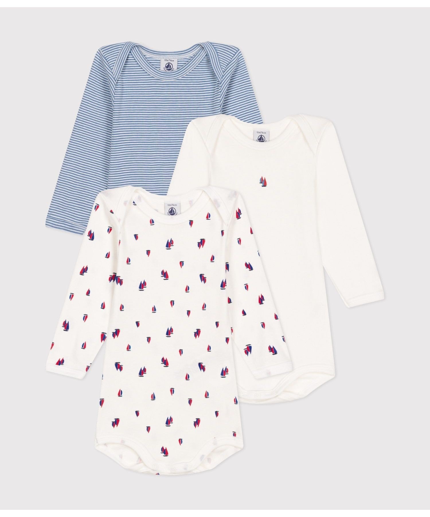 Боди с длинными рукавами (комплект из 3 предметов) PETIT BATEAU, Multicolor 1