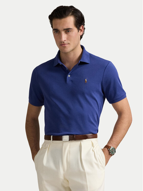 

Рубашка поло облегающего кроя 710704319164 Polo Ralph Lauren, синий