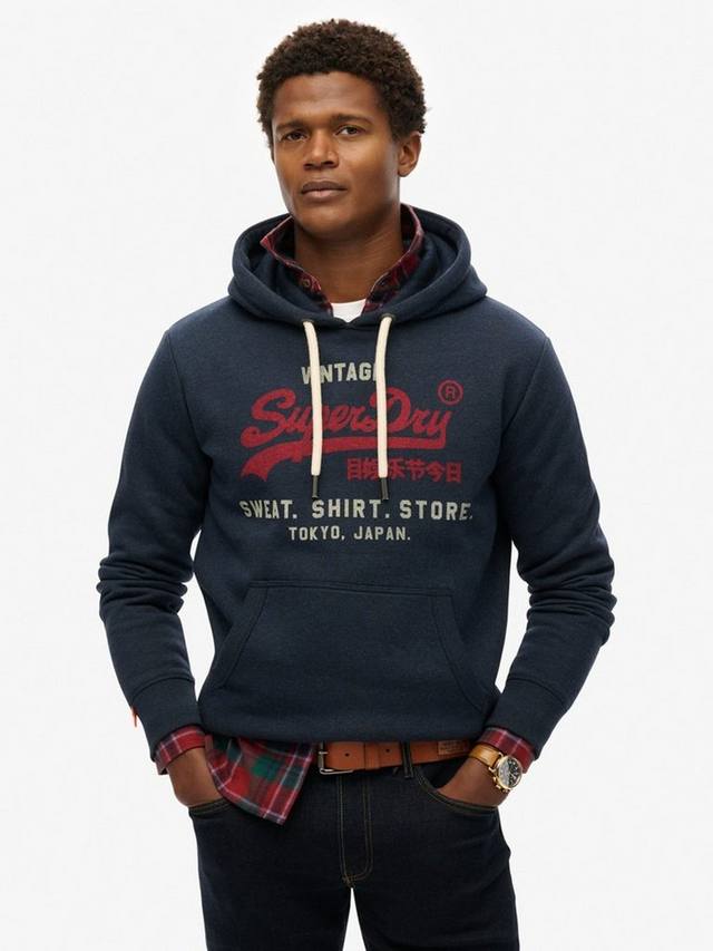 

Хлопковая толстовка с графическим логотипом на открытом воздухе Superdry, цвет Trench Navy Marl