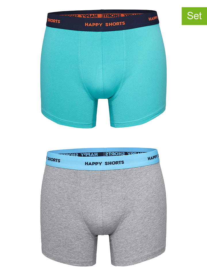 

Happy Shorts Комплект из 2 штук: боксерские шорты бирюзово-серого цвета
