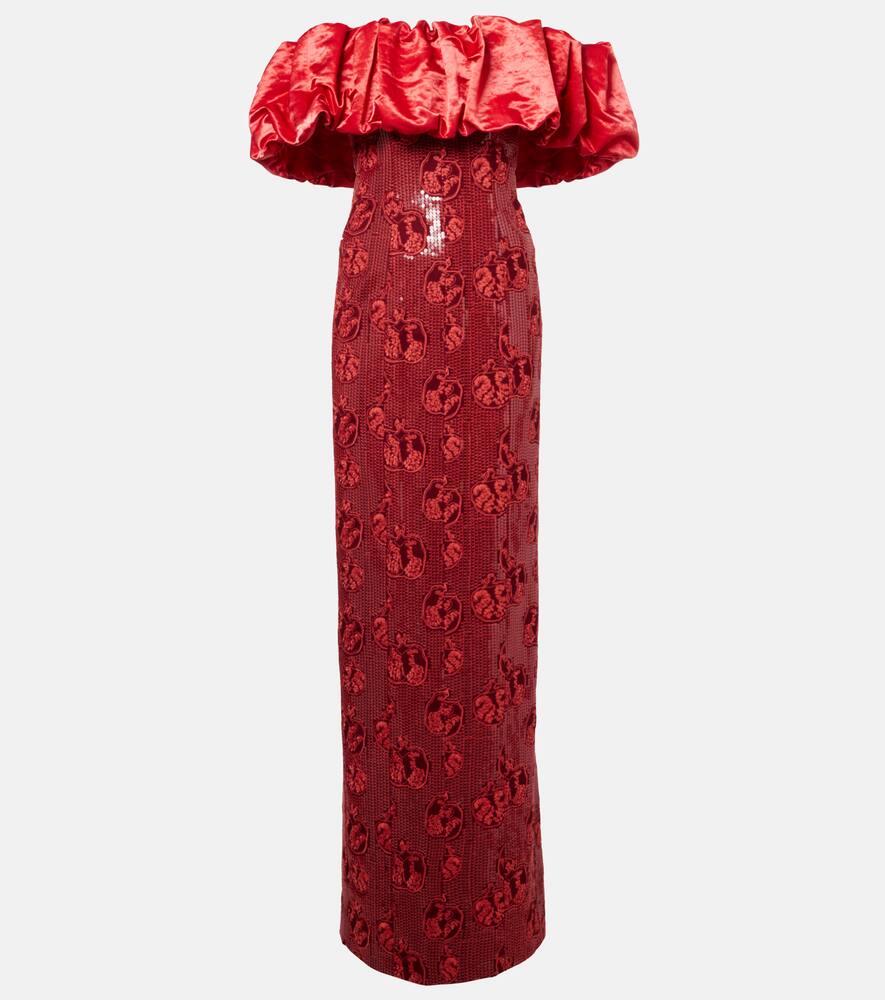 

Роуан платье-бюстье с пайетками и открытыми плечами Markarian, Pomegranate Sequin