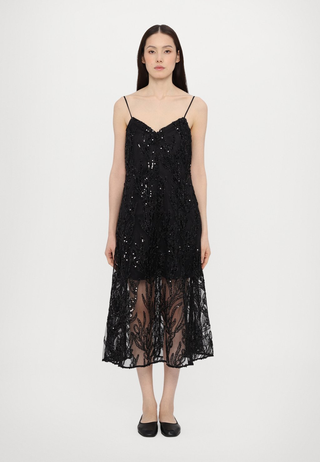 

Коктейльное/вечернее платье V NECK MIDI DRESS EMBROIDERED SEQUINS Stine Goya, черный