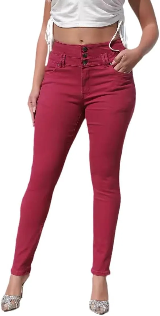 

Женские джинсы High Waisted Colombian Skinny Stretch с эффектом подтяжки YUCACIILA