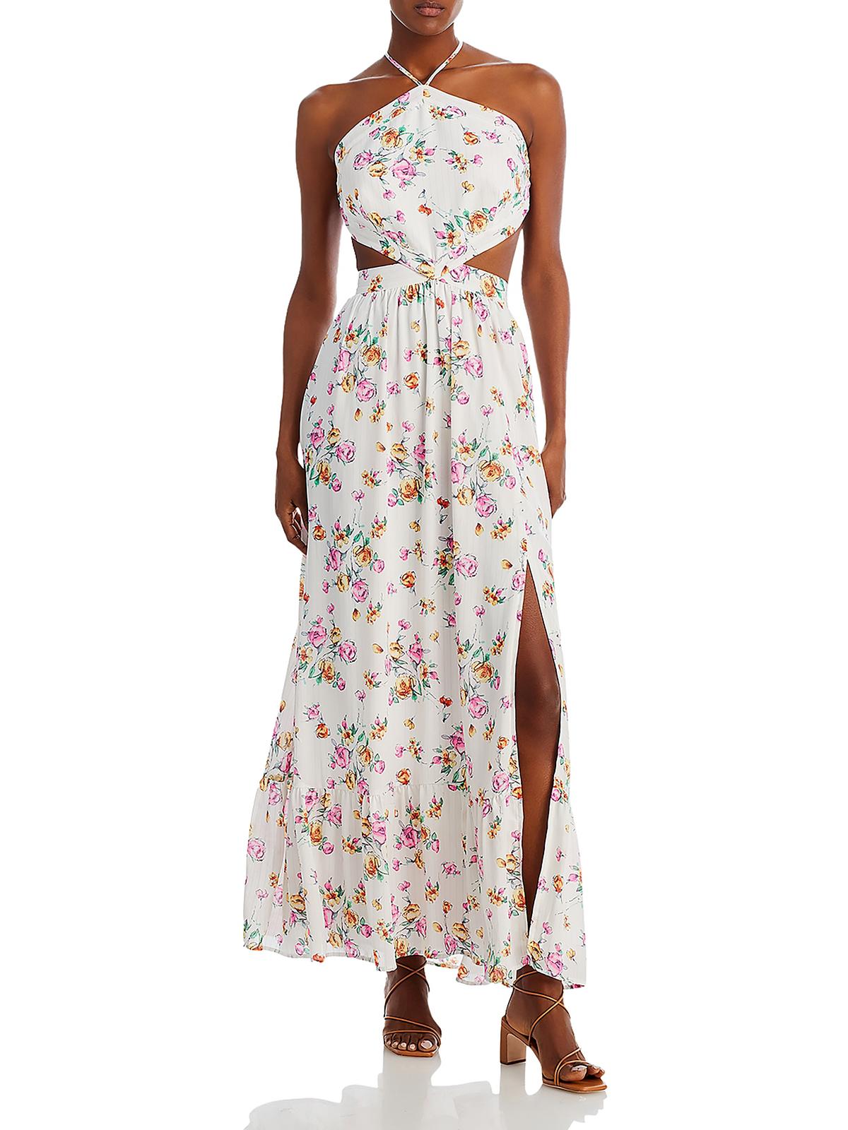 

Женское металлическое длинное платье макси WAYF, цвет ivory floral