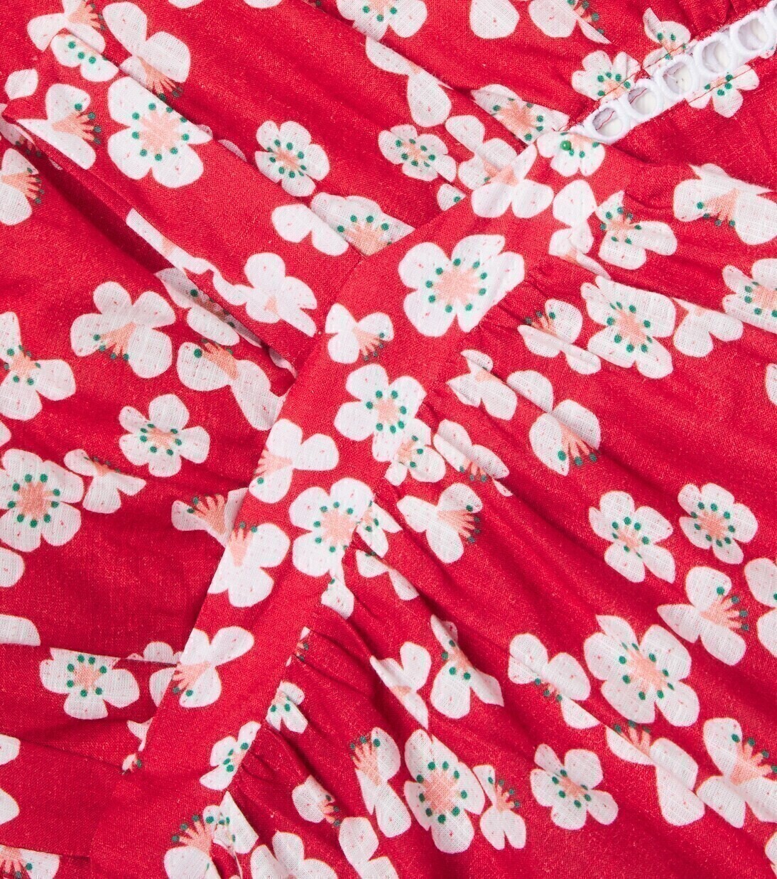 Многоярусное платье из хлопка с цветочным принтом Fábula, Est Floradinha Fundo Vermelho — фото 2