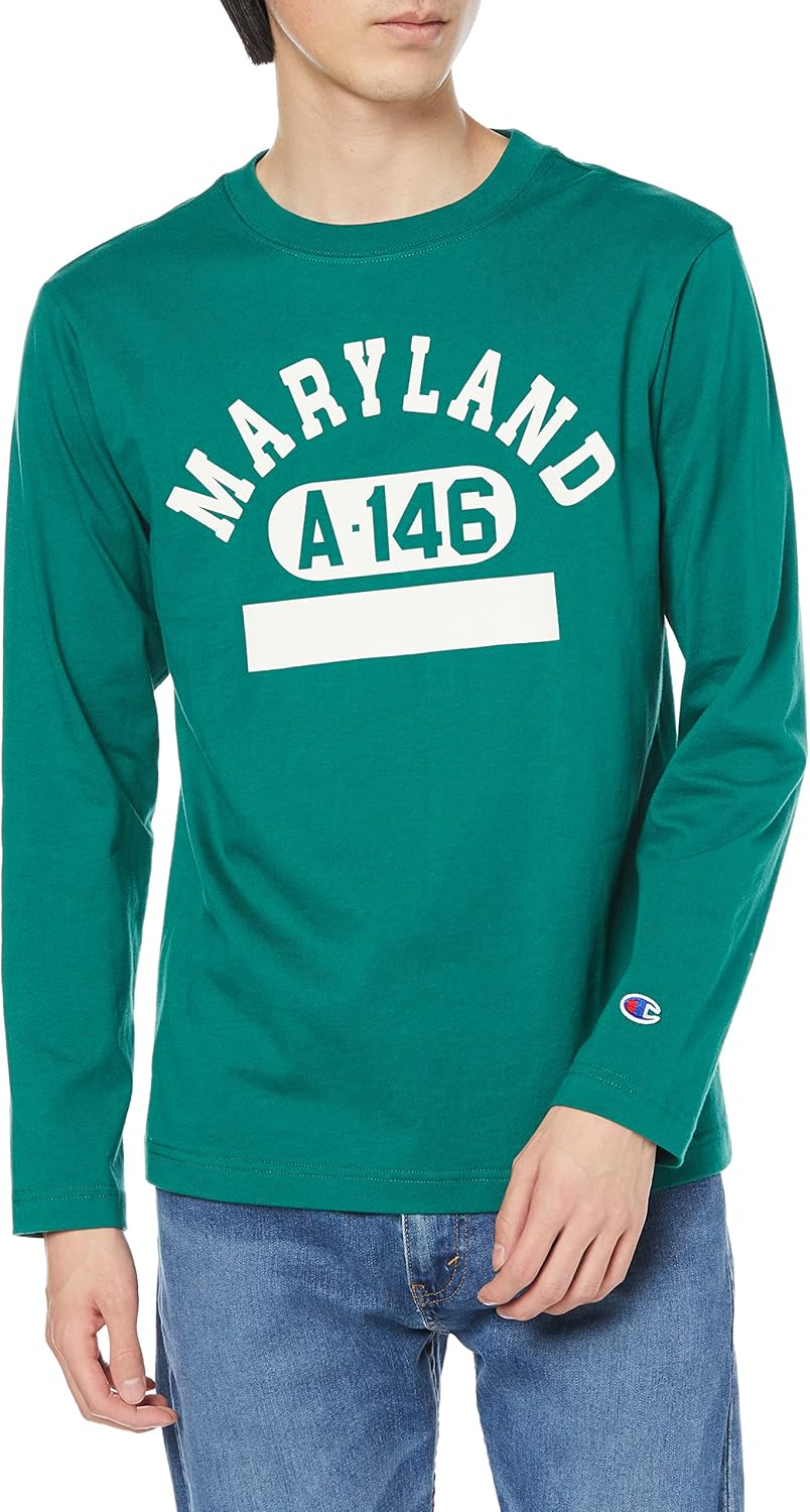 

Мужская футболка с длинным рукавом Champion C3-V409, 100% хлопок, с графическим принтом в университетском стиле, базовая модель, зеленый