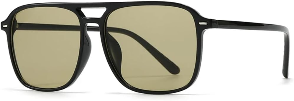 

Модные женские солнцезащитные очки с двойной перемычкой, квадратной формы, защита от УФ-излучения UV400, ретро-заклепки. Мужские солнцезащитные очки UATXTAU, Black Olive Green