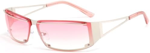 

Модные очки в квадратной оправе с полой внутренней частью, солнцезащитные очки с заточкой, стильные, для уличной фотосъемки, универсальные солнцезащитные очки для женщин MTZJH, Pink