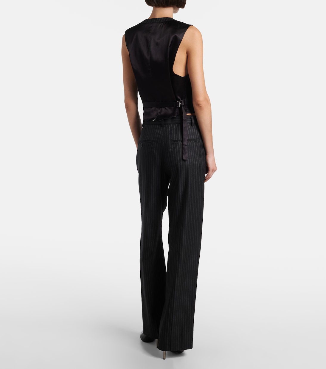 Жилет Nicky из шерстяной смеси в тонкую полоску Isabel Marant, черный — фото 3